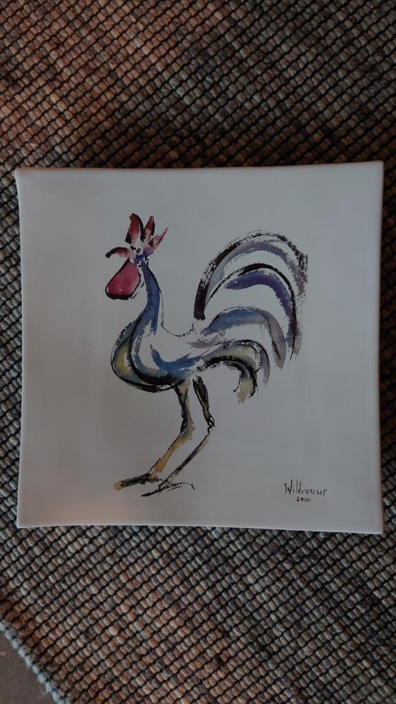 Wildevuur Bord met Haan - Kunst, Antiek en Kunst, Antiek | Schalen, Ophalen of Verzenden