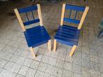 2 Houten Kinderstoeltjes - Blauw, Huis en Inrichting, Stoelen, Ophalen, Gebruikt, Twee, Blauw