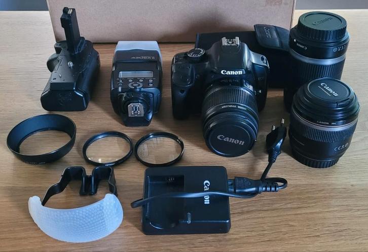 Canon EOS 450D body met 3 lenzen en toebehoren, Audio, Tv en Foto, Fotocamera's Digitaal, Zo goed als nieuw, Spiegelreflex, Canon
