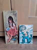 Vintage prents op hardboard jaren 70 prijs pst, Ophalen of Verzenden, Minder dan 50 cm, Schilderij, Minder dan 50 cm