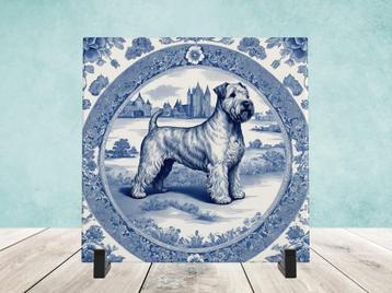Wheaten Terriër Delfts Blauw tegel incl voet beschikbaar voor biedingen