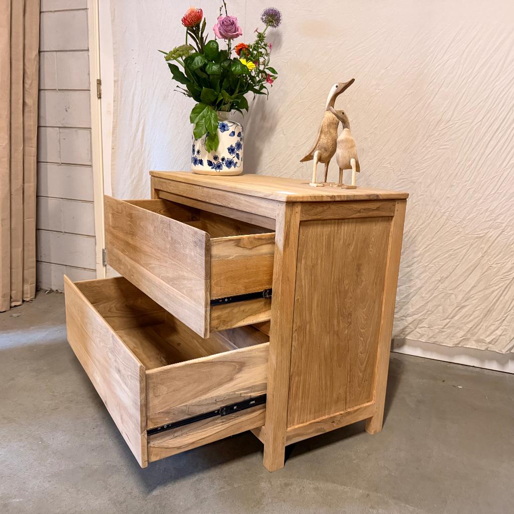 Ladekast / Commode - massief teak - 2 lades - TTM Wonen, TTM Wonen, Meubels – (Perzische) Tapijten en Woonaccessoires, 1 of 2 laden