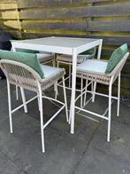 Tuinset bartafel en krukken, Tuin en Terras, Tuinsets en Loungesets, Ophalen, 4 zitplaatsen, Gebruikt, Aluminium