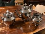 Vintage verzilverde theeset - theepot, suikerpot, melkkan, Antiek en Kunst, Antiek | Servies compleet, Ophalen of Verzenden