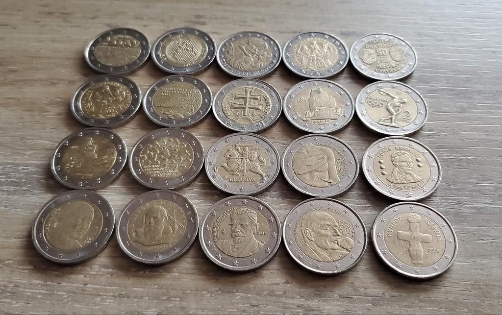 2 euro munten 20 stuks gebruikte staat.

Enkel in 1 lot voor, Ophalen of Verzenden, België, 2 euro