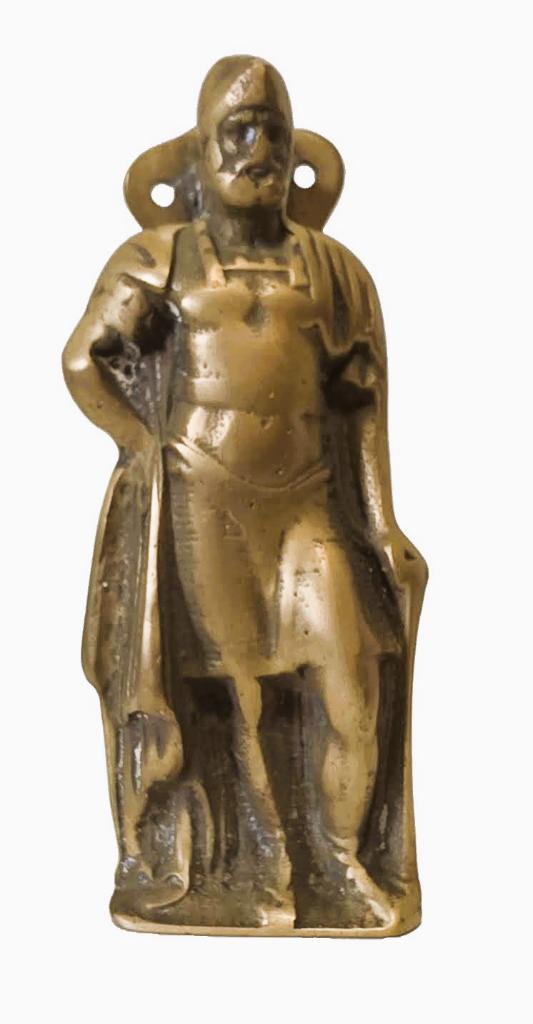 Antiek Bronzen deurklopper van Romeinse soldaat., Ophalen of Verzenden, Brons