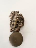 Retro mini gong, wandmodel,hagedis, kurk/koper,indonesie, Ophalen