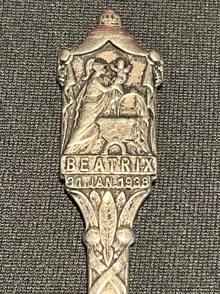 Vintage geboorte lepeltje koningin Beatrix., Ophalen of Verzenden