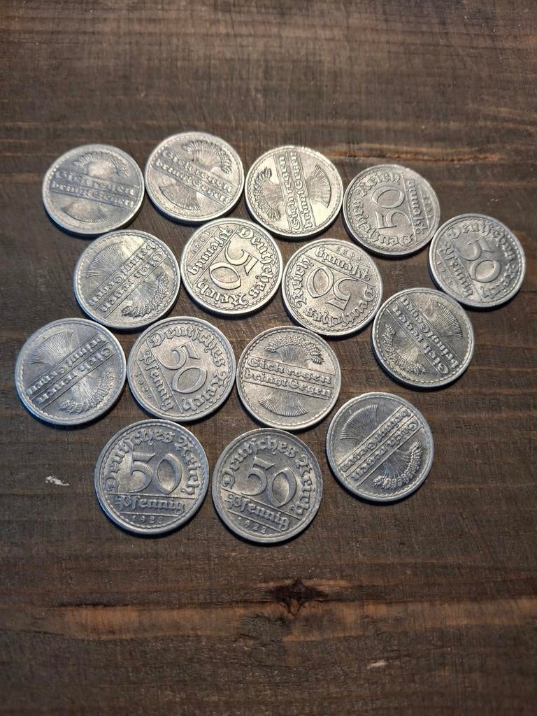 15x 50 Pfennig Weimar Republiek 1922 - Zeer Goede Staat, Postzegels en Munten, Ophalen of Verzenden, Duitsland, Setje