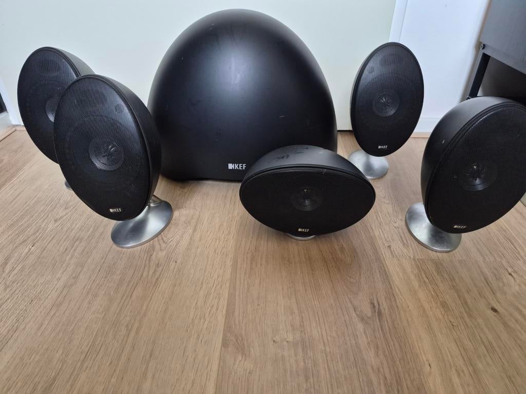 KEF 5.1 surround speakerset incl subwoofer en kabels, Audio, Tv en Foto, Luidsprekers, Zo goed als nieuw, Complete surroundset