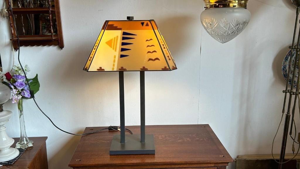 Glas en lood lamp in art deco stijl, Ophalen of Verzenden