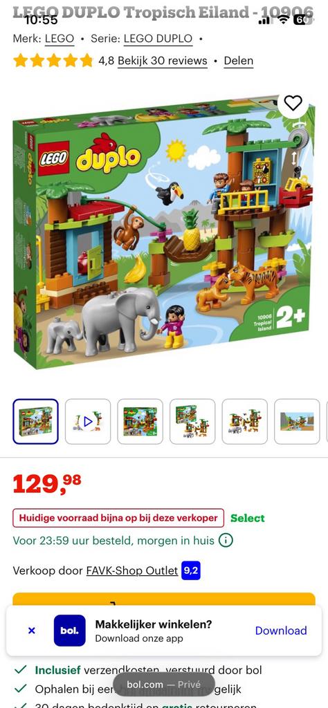 Duplo jungle dieren set 10906, Kinderen en Baby's, Speelgoed | Duplo en Lego, Gebruikt, Ophalen of Verzenden, Duplo, Complete set