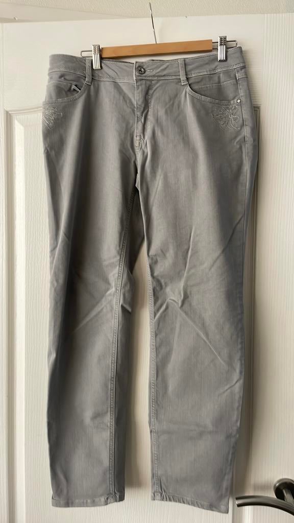 ZGAN “ BONITA” GRIJZE BROEK MET BORDUURSELS MAAT 42, Kleding | Dames, Spijkerbroeken en Jeans, Ophalen of Verzenden, Zo goed als nieuw