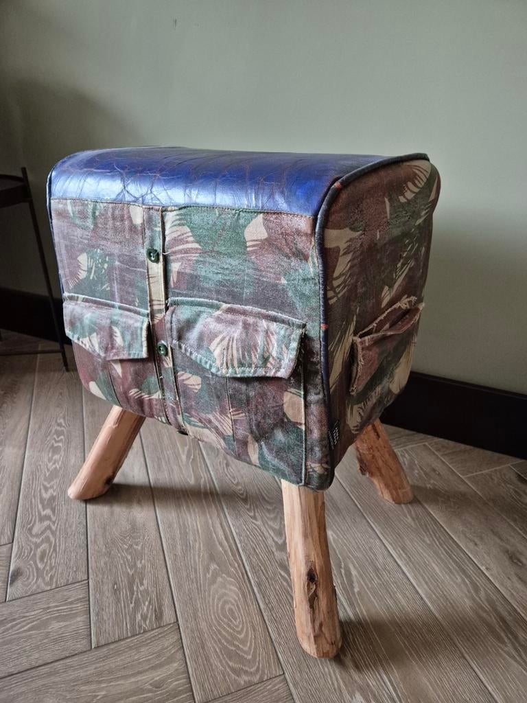 Stoere poef bok kruk, Ophalen, Hout