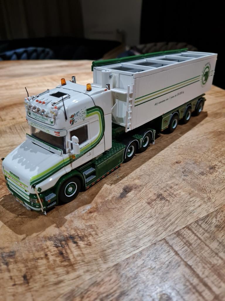 P Vd Hoeven Scania met volume Tipper Trailer, Hobby en Vrije tijd, Modelauto's | 1:50, Ophalen of Verzenden, Zo goed als nieuw