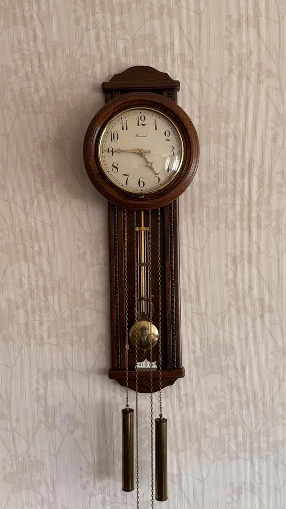 Houten wandklok met slinger Warmink., Antiek en Kunst, Antiek | Klokken, Ophalen