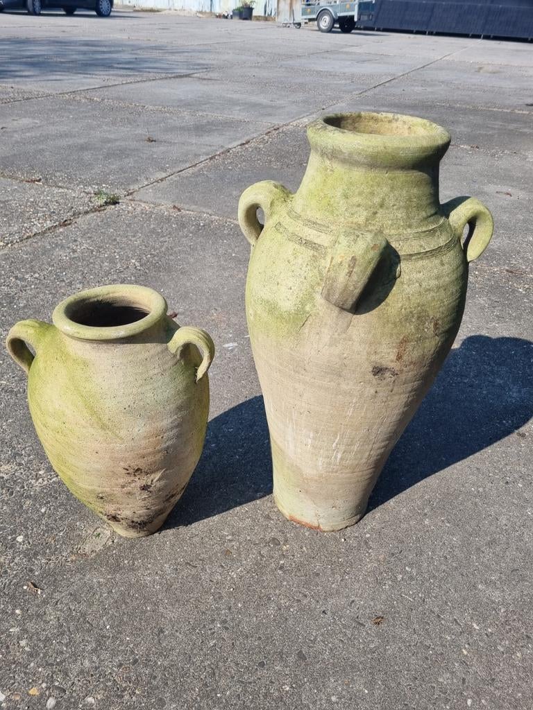 Grote decoratieve terracotta kruiken / potten (set van 2), Ophalen
