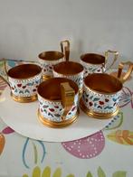 Zes theeglashouders met emaille, Antiek en Kunst, Ophalen of Verzenden