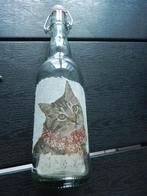 Glazen weckfles met kat erop (zgan), Ophalen, Zo goed als nieuw, Bierglas