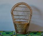 Retro vintage jaren 70 rotan bloempot - Model pauwenstoel, Ophalen of Verzenden