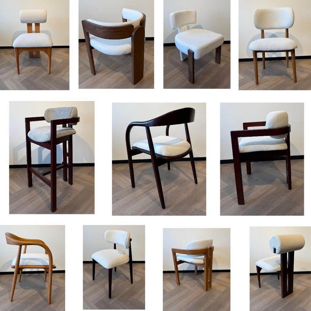 Japandi Eetkamerstoelen | Massief hout | Bouclé | Vanaf €45, Huis en Inrichting, Ophalen, Overige kleuren, Nieuw, Modern Design - Japandi