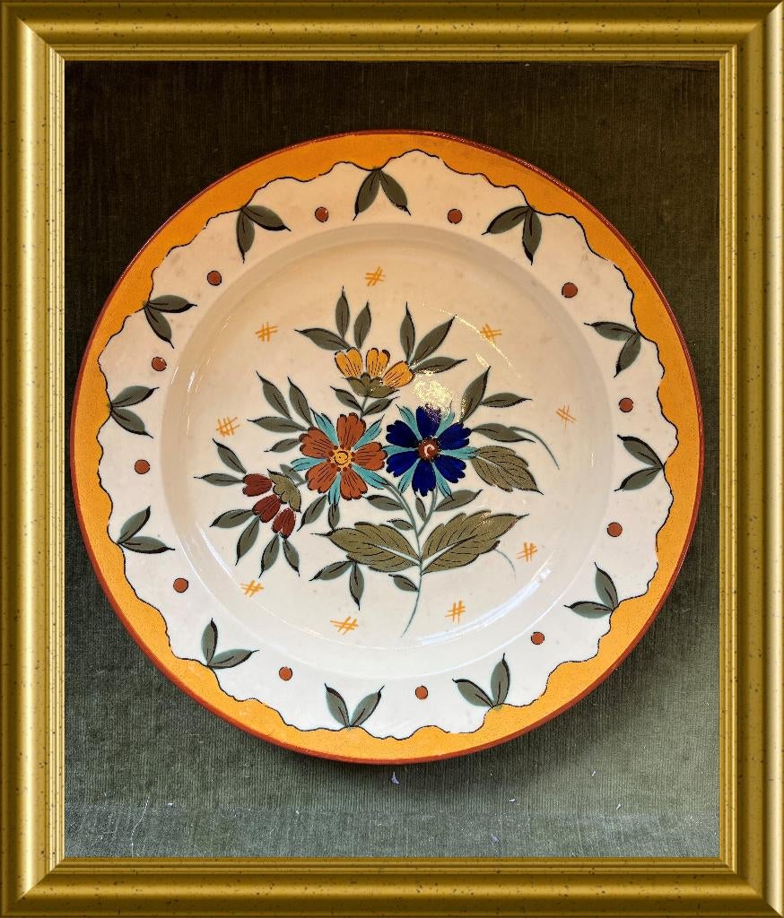 Oud handgeschilderd platelen bord,  PZH, Zuidholland Gouda, Antiek en Kunst, Ophalen of Verzenden