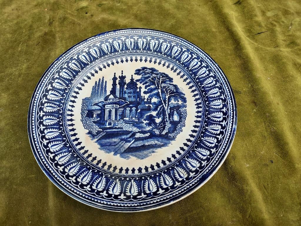 Antiek blauw-wit wandbord, Petrus Regout Acra, 23 cm., Verzenden
