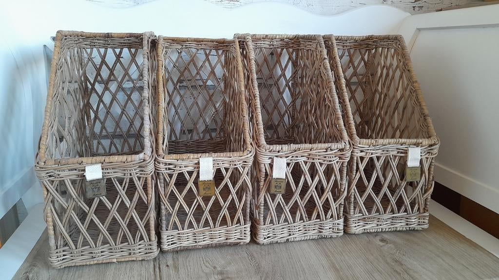 4 rattan tijdschriften/post/ lectuur manden riviera maison, Verzenden