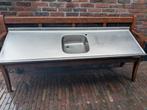 Rvs keukenblad met spoelbak 182 cm, Ophalen, Gebruikt