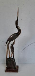 Vintage sculptuur kraanvogels gesneden uit hoorn jaren 70, Ophalen of Verzenden, Dier