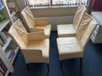 Vier leren eetkamerstoelen, Huis en Inrichting, Tafels | Eettafels, Ophalen, Minder dan 50 cm, Gebruikt, 50 tot 100 cm