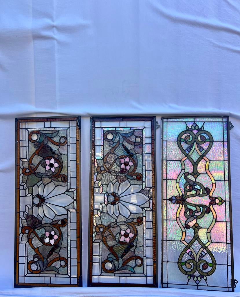 Glas in lood panelen 3 stuks, Doe-het-zelf en Verbouw, Glas en Ramen, Lisa, Ophalen of Verzenden, Zo goed als nieuw, Second