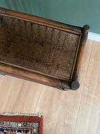 Vintage bamboe bijzettafel met tijdschriftenrek, Minder dan 45 cm, Gebruikt, Rechthoekig, Hout