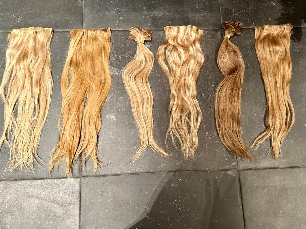 6 sets echte haar weaves (diverse blonde tinten), Ophalen of Verzenden, Gebruikt, Pruik of Haarverlenging