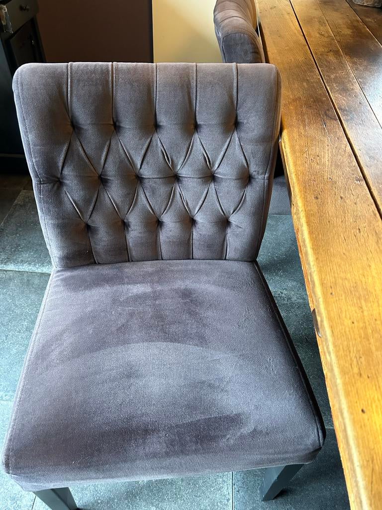 6 gecapitonneerde eetkamerstoelen rofra, Huis en Inrichting, Gebruikt, Overige kleuren, Ophalen of Verzenden, Stof