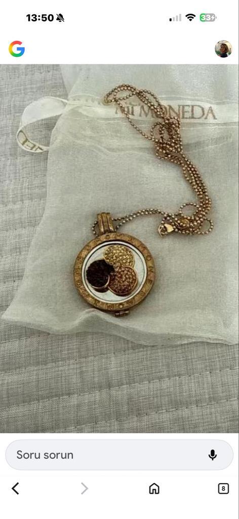 Mi Moneda ketting met hanger en verwisselbare munten, Sieraden, Tassen en Uiterlijk, Kettingen, Zo goed als nieuw, Overige materialen