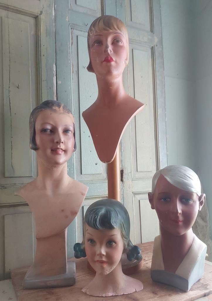 4 x Oude etalage & mannequins te koop, Antiek en Kunst, Ophalen of Verzenden