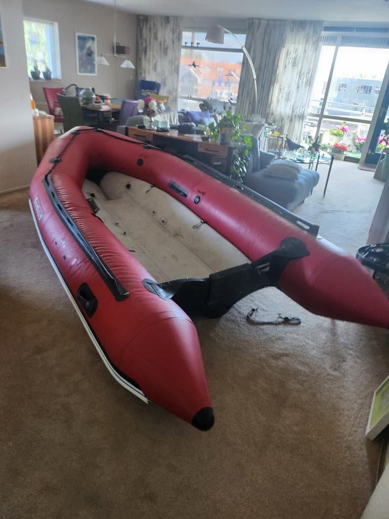 Bombardrubberboot met Honda 10 pk buitenboordmotor met stran, Watersport en Boten, Rubberboten, Overige merken, Airdeck, Gebruikt