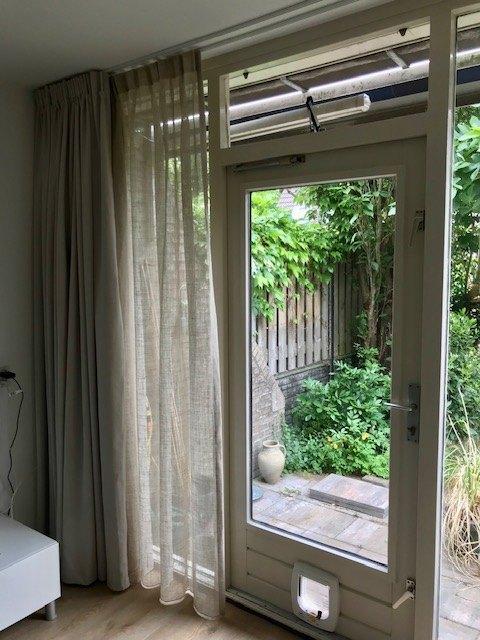 Achterdeur / tuindeur - hardhout dubbelglas kattenluik, Doe-het-zelf en Verbouw, Ophalen, Gebruikt, 80 tot 100 cm, Buitendeur