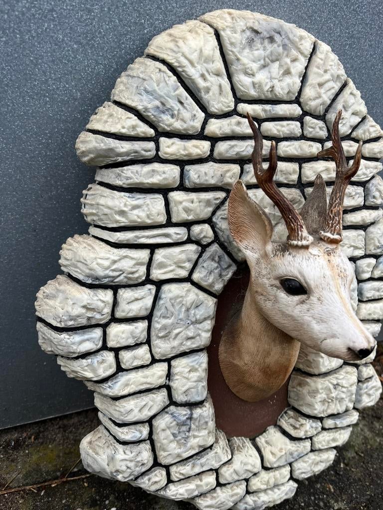 Wanddecoratir brocante hertje,plastic vintage hert antiloppe, Ophalen