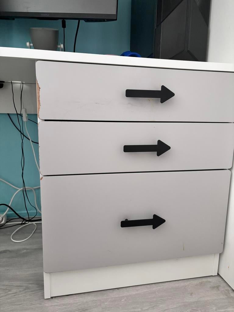 IKEA SMÅSTAD hoogslaper wit met bureau en 3 lades, Ophalen, Gebruikt, Eenpersoons, 200 cm