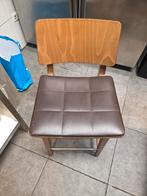 Houten Kruk met Lederen Zitting, Gebruikt, Minder dan 30 cm, Met voetsteun, Ophalen of Verzenden