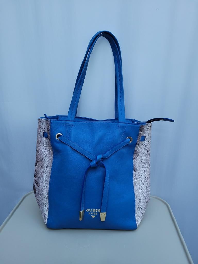 Guess luxe leren tas exclusief, Ophalen of Verzenden, Zo goed als nieuw, Blauw, Handtas