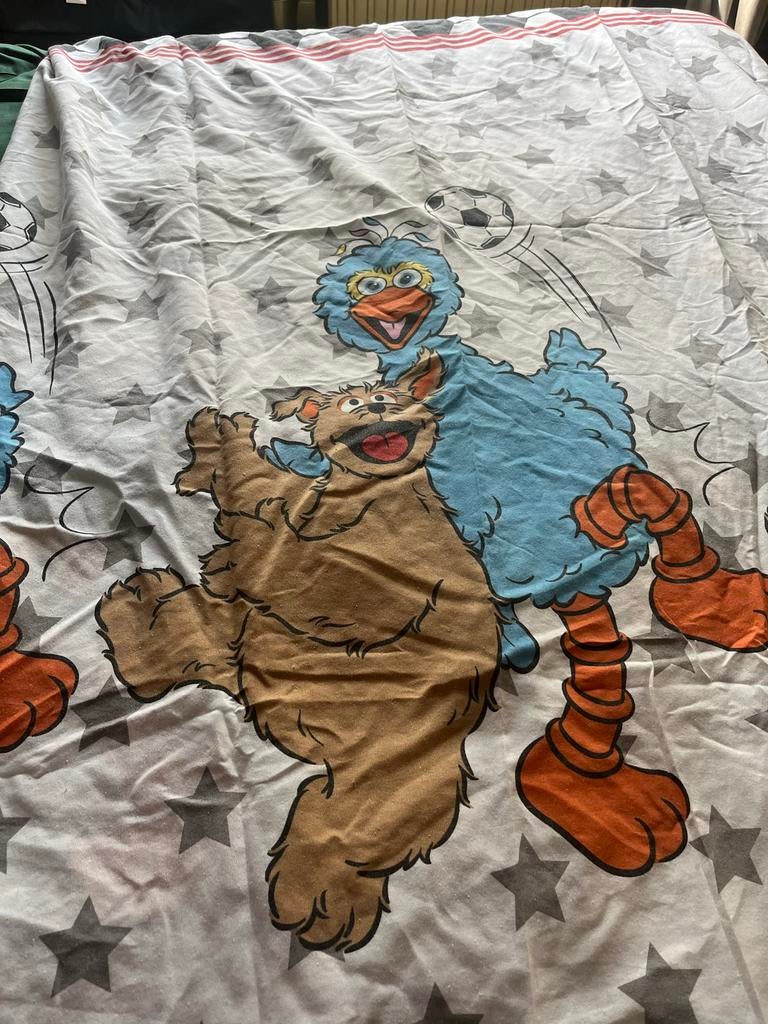 Sesamstraat 1-persoons dekbedovertrek met Elmo en Pino, Gebruikt, Overige kleuren, Jongetje of Meisje, Dekbedovertrek