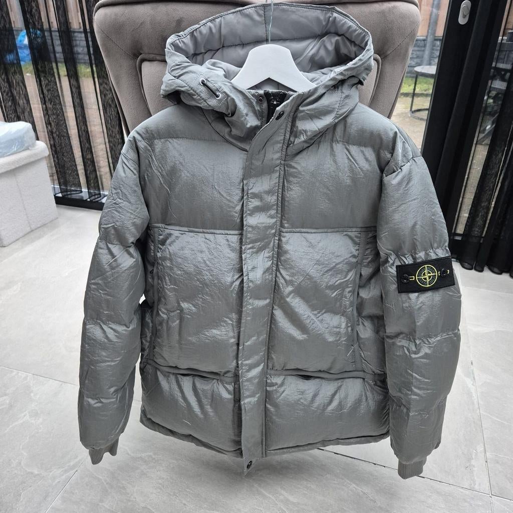 Stone Island Crinkle Reps donsjack - Maat L - Zwart/Grijs, Kleding | Heren, Jassen | Winter, Maat 52/54 (L), Nieuw, Ophalen of Verzenden
