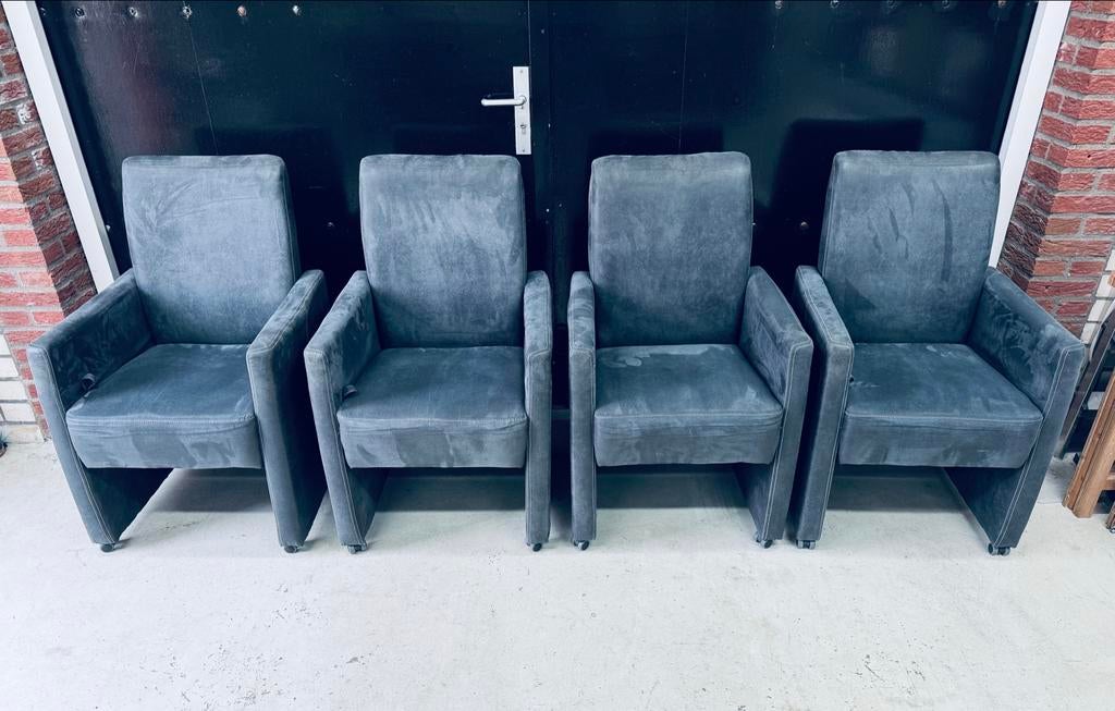 4x Supernette grijze eetkamerstoelen - GRATIS - Even kijken., Huis en Inrichting, Stoelen, Ophalen, Gebruikt, Vier, Modern