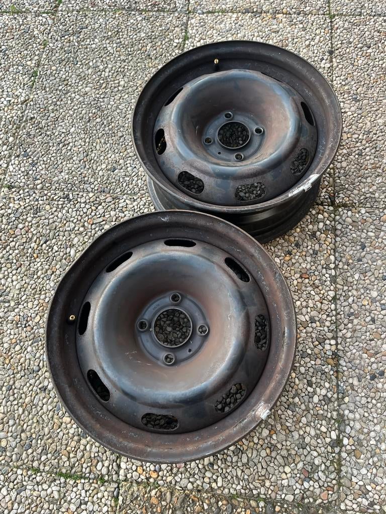 2x stalen velgen 15 inch – 4x108 – ET27, Ophalen, Gebruikt, 15 inch, Banden en Velgen