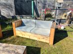 Houten tuinset met kussens, Ophalen, Gebruikt, 4 zitplaatsen