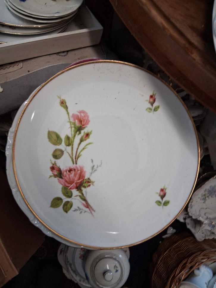 Grote ronde serveerschaal Winterling Bavaria met roze roos, Antiek en Kunst, Antiek | Servies los, Ophalen of Verzenden