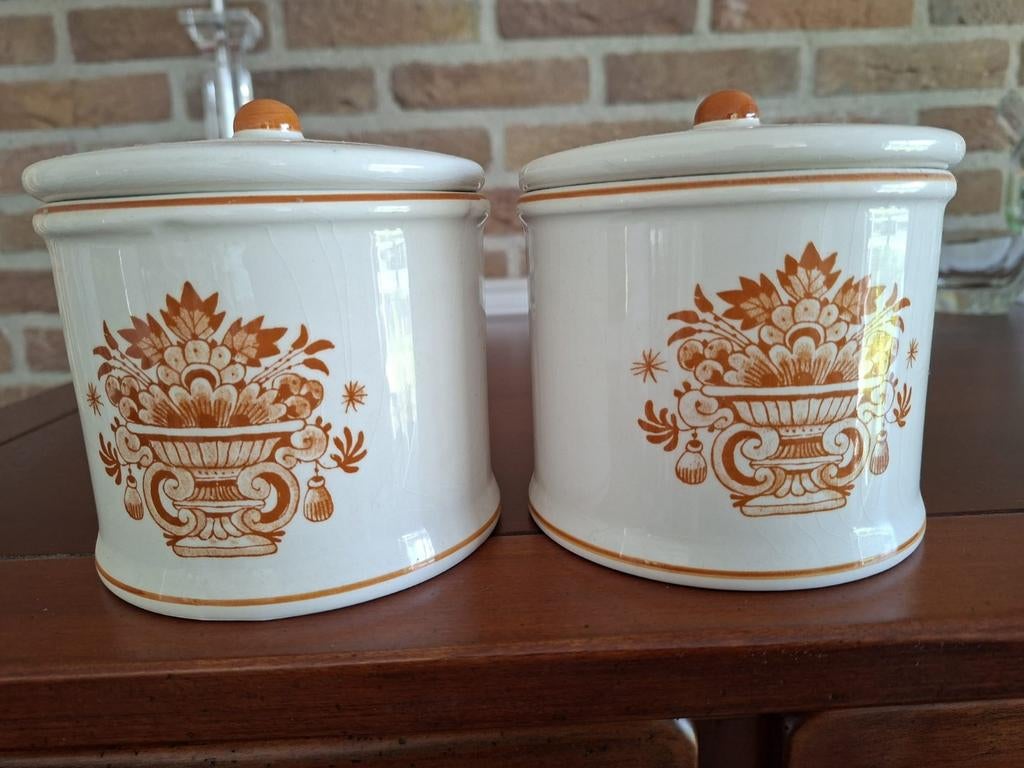 2 Apotheekpotten Locoid - Bruin/Oranje Kleur, Ophalen